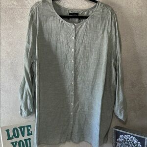 Elegant Sage Button Down Shirt for Women